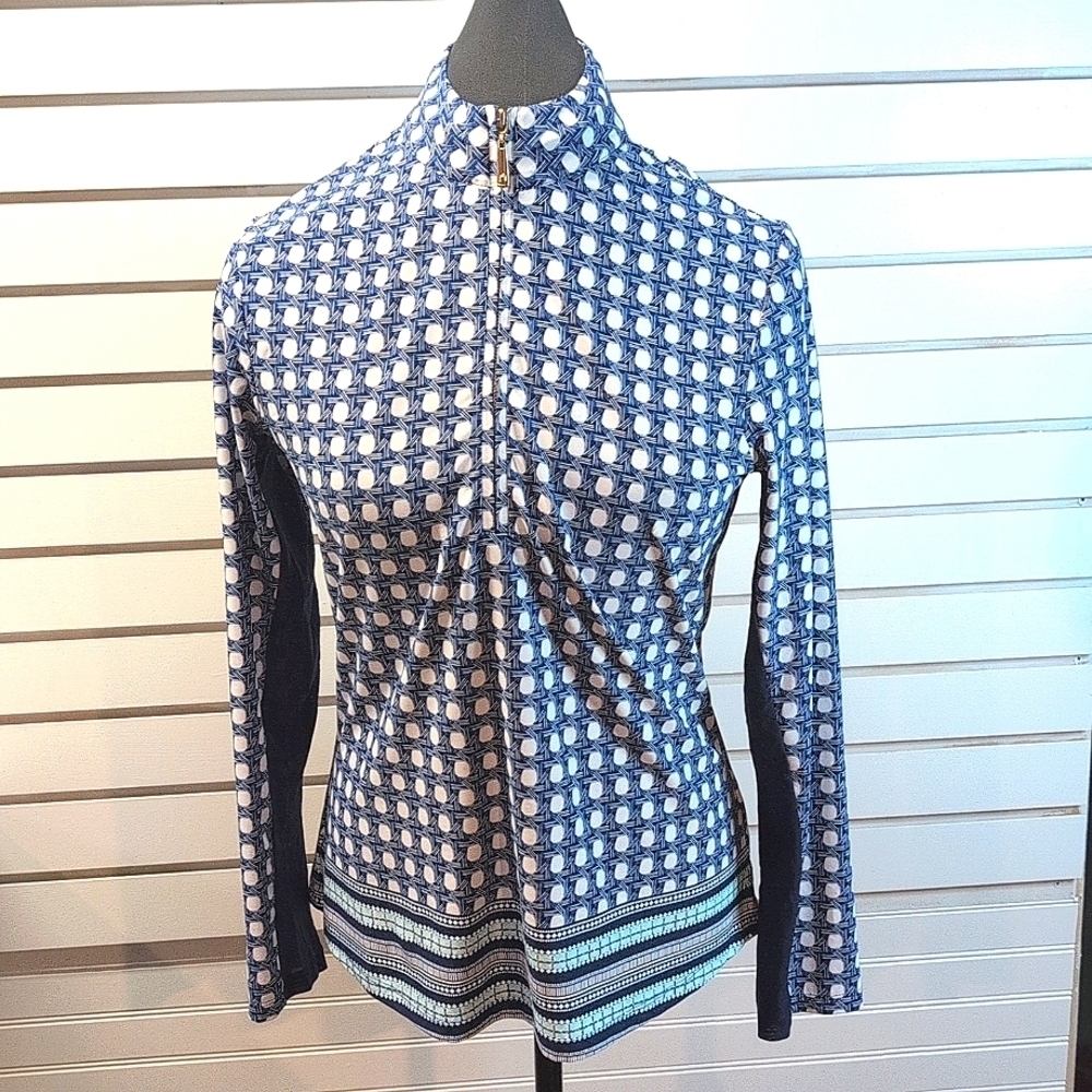 Cabana Life® X Talbots Half Zip Sportshirt - Playful Palms NWOT Size Large - Picture 2 of 11